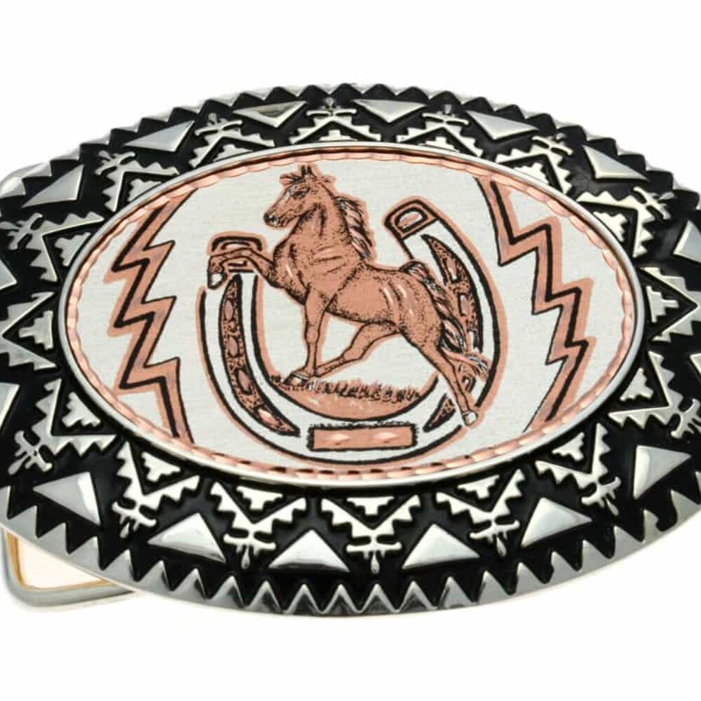 Horse & Horseshoe Western Belt Buckle by Copper Reflections NWT